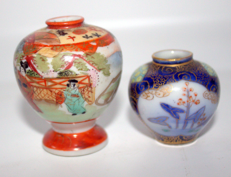 Collection Of 5 Pieces Of Miniature Japanese Porcelain To Include A Fukagawa Pottery Fish Vase, 3 - Image 2 of 2