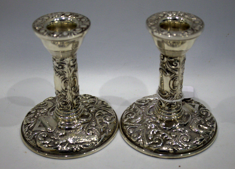 Pair Of Silver Candlesticks, Fully Hallmarked For Birmingham N 1987, Makers Marks For W I Broadway &