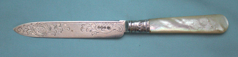 Ornate Victorian Silver Bladed Cake Knife With Mother Of Pearl Handle, Fully Hallmarked For