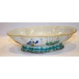 19thC Chinese Lobed Shaped Canton Low Footed Bowl, Character Marks To The Body, Decorated With