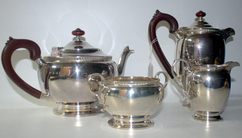 Art Deco Four Piece Silver Tea Service, weight 57 toz