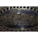 Continental Silver Bowl, Shaped Edge With Pierced Border And Embossed Figural Cherub Centre, 9 x 7