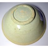 Chinese Celadon Crackle Glazed Song Period Shallow Bowl, With Unglazed edges, Footed Rim. Diameter 6