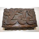 Antique Carved Chinese Export Cigarette Box, Profusely carved To The Top and Sides Showing A