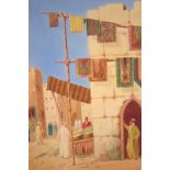 Signed Watercolour, Arab Carpet Seller, Unframed, Signed Claude Dupres, 14 x 20 Inches