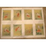 Set Of 8 Japanese Watercolour Drawings On Paper Depicting Goldfish And Carps, c1920's, Book