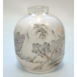 A LARGE ANTIQUE CHINESE INTERNALLY DECORATED GLASS SNUFF BOTTLE finely painted with a mountains