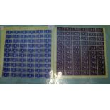 A FULL SHEET OF GEORGE VI 3d VIOLET STAMPS along with a full sheet of George VI 2 1/2d blue