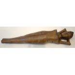 South Seas Hardwood Carving Of A Native Girl In The Form Of A Nutcracker, Length 12 Inches