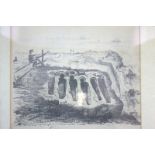 Unusual Lithograph Print Of Ancient Stone Coffins Cut In The Solid Rock, Heysham, Lancashire.