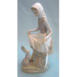 Lladro Figurine, Girl With Hare/Rabbit