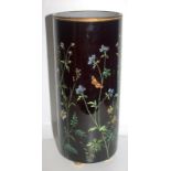 19thC French Glass Enamelled Spill Vase, Finely Decorated In The Aesthetic Style Depicting