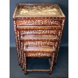 Chinese Nest Of Four Tables, Mother Of Pearl Inlaid Hongmu Quartetto Tables