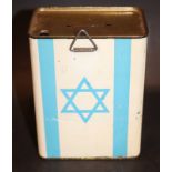 Jewish National Fund Saving Tin With Key Lock To Base c1940/50's