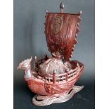 Japanese Bronze Censer, In The Form Of A Stylised Chicken Galleon