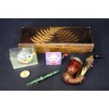 Small Mixed Lot Comprising Hinged Box, Conway Stewart Fountain Pen, Black Forrest/Austrian Pipe