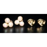 Pair Of Ladies Gold Pearl Set Clip On Earrings