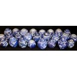 Collection Of 24 19/20thC Chinese Blue And White Ginger Jars, Some Without Lids, Various Sizes