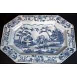 Mid 18th Century Worcester Porcelain Chinese Style Rectangular Canted Dish