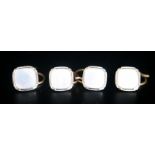 Set Of Four Gents 9ct & 18ct Gold Buttons, Mother Of Pearl