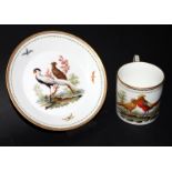 18thC Meissen Marcolini Period Coffee Can And Saucer, Painted With Various