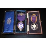 Sterling Silver & Enamel Manchester Unity of Oddfellows Centenary Medal dated 1910 together with