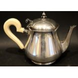 French Silver Teapot, Of Moulded Shaped Form With Ivory Handle