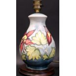 Modern Moorcroft Pottery Table Lamp, Honeysuckle Pattern, Height 11 Inches