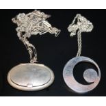 Antique Silver Ladies Oval Pill Box On Long Chain, Fully Hallmarked For Birmingham 1915, Makers Mark