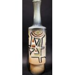 Tacel Art Pottery, Abstract Design Studio Art Vase,1950's/60's, Original Paper Label. Height 13