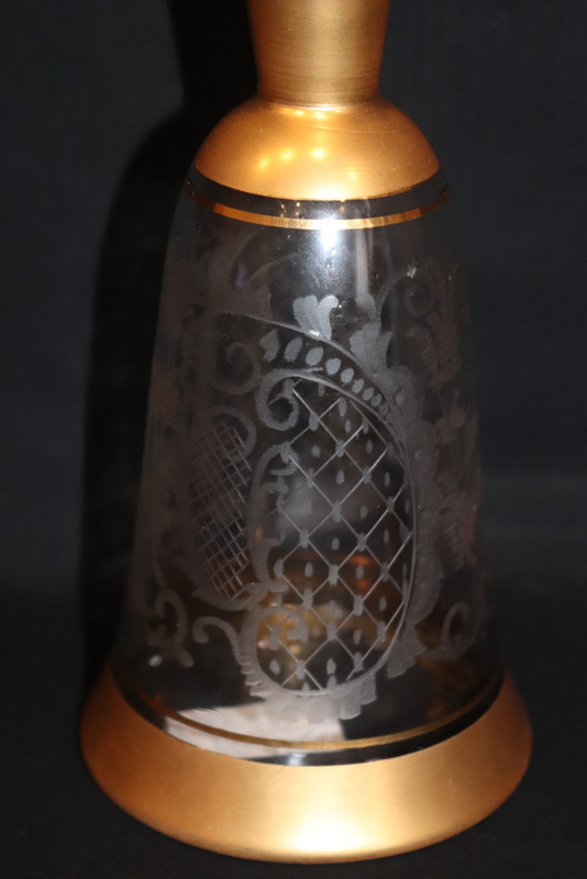 19thC Continental Etched Glass Decanter With Gilt Neck And Base, Floral Decoration - Image 2 of 4