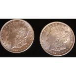 Two 1921 Silver Dollars, 2 American Silver Morgan Dollars