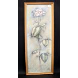 Large Pastel Drawing Of A Single Stemmed Rose, Finely Executed, Monogrammed A. M c1900's
