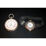 Ladies Continental Silver Pocket Watch Together With A Silver Heart Shaped Watch
