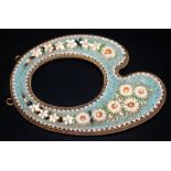 19thC Floral Mosaic Picture Frame In The Form Of An Artists Palette