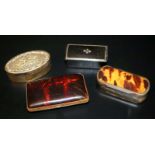 Small Mixed Lot Comprising A Tortoiseshell Design Cigarette Case And Hinged Box