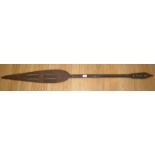 Large Zulu Ceremonial Spear With Geometric Carved Design, Length 58 Inches. c1920's