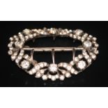 19thC French Silver Paste Set Buckle, Large Buckle Set With Clear Faceted Diamantes