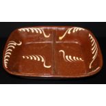 Antique Staffordshire Brown Glazed Slipware Dish, 13x10 Inches