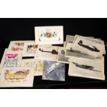 Collection Of 30 Military Related Postcards, Aeroplanes & Silks