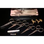 Small Mixed Lot Comprising A Tin Containing 5 Surgical Scalpels To include