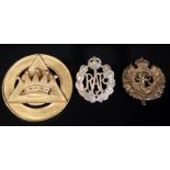 Large Toye Kenning & Spencer London Medallion Together With 2 Cap Badges, RAF