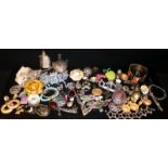 Mixed Lot Of Costume Jewellery To Include Brooches, Necklaces, Beads