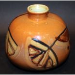 Tacel Art Pottery, Abstract Design Studio Art Squat Vase, 1950's/60's. Height 5 Inches