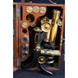 J Swift & Son, Tottenham Court Road, London. 19th century binocular microscope, Lacquered brass and