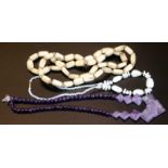 3 Beaded Necklaces, Bone, Amethyst And Mother Of Pearl