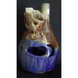 Studio Art Pottery Vase of unusual form ,heavily potted with fantasy shapes and apertures