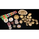 Military Interest, Mixed Lot To Include Buttons, Cap Badges, Bars, Silver ARP Badge