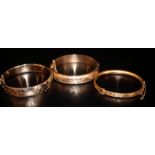 3 Engraved Bangles Comprising 1/8th RG 9ct, 1/5th RG 9ct And One stamped TH