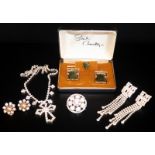 Boxed Sarah Coventry Cuff link And Pin Set Together With an Assortment Of Paste Jewellery